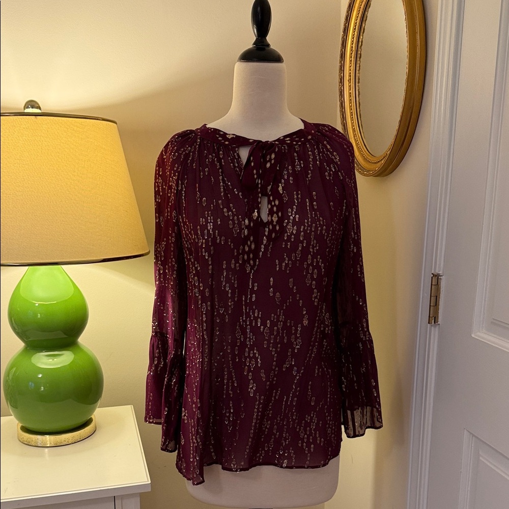 Lilly Pulitzer Cranberry Blouse with Metallic Details